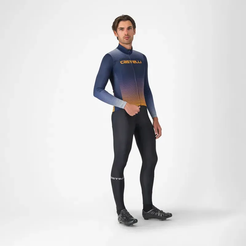 Castelli Apice Thermal Jersey in Belgian Blue/Vivid Orange/Winter Sky-5