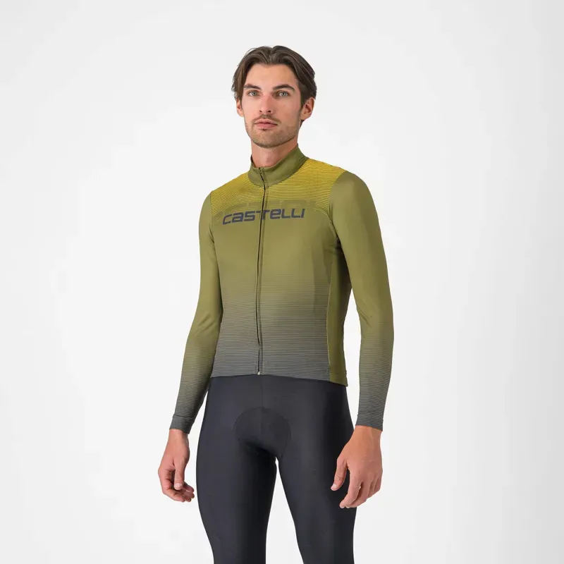 Castelli Apice Thermal Jersey in Sage/Twilight Blue/Mango Mojito