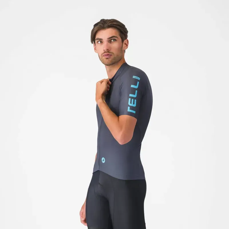 Castelli Entrata Apex Jersey in Twilight Blue/Neon Blue