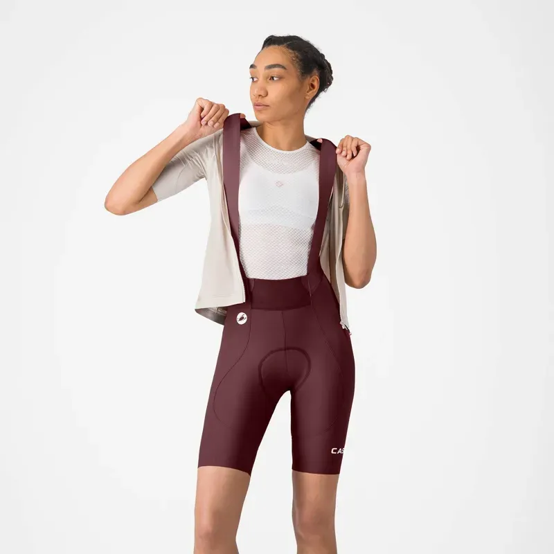 Castelli Espresso 2 Women's DT Bib Shorts in Deep Bordeaux