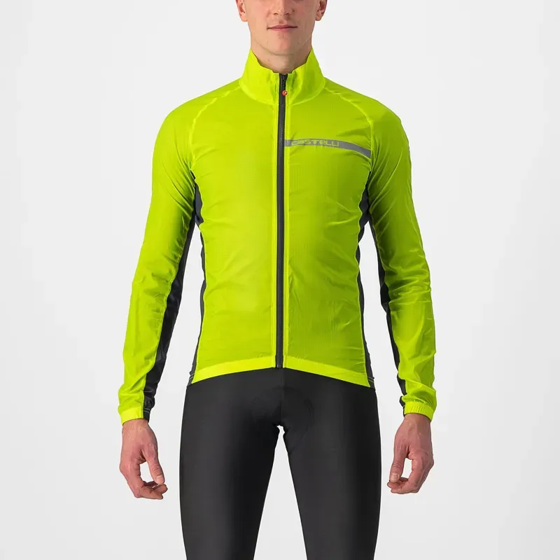 Castelli Squadra Stretch Mens Jacket in Electric Lime/Dark Grey