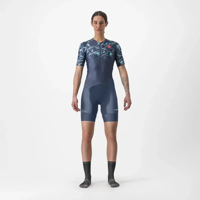 Castelli Free Sanremo 2 Women's Suit Short Sleeve In Belgian Blue/Light Turquoise