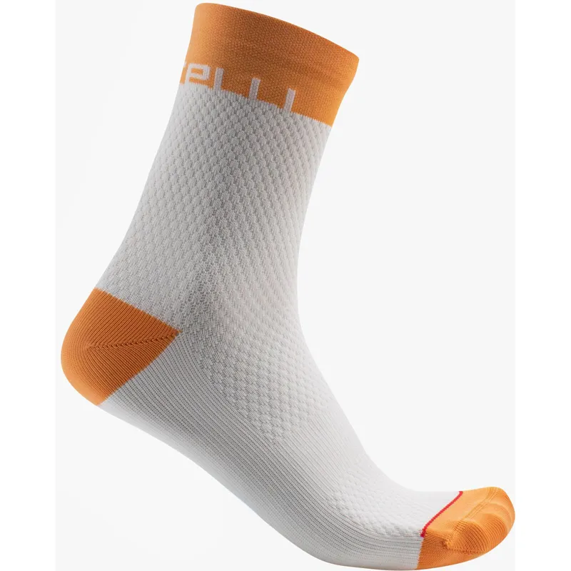 Castelli Velocissima 12 Women's Socks in Ivory/Orange