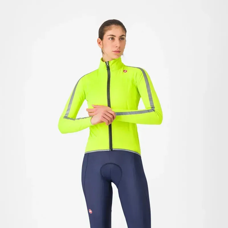 Castelli Ultra Women's Rain Cape in Electric Lime/Silver Reflex