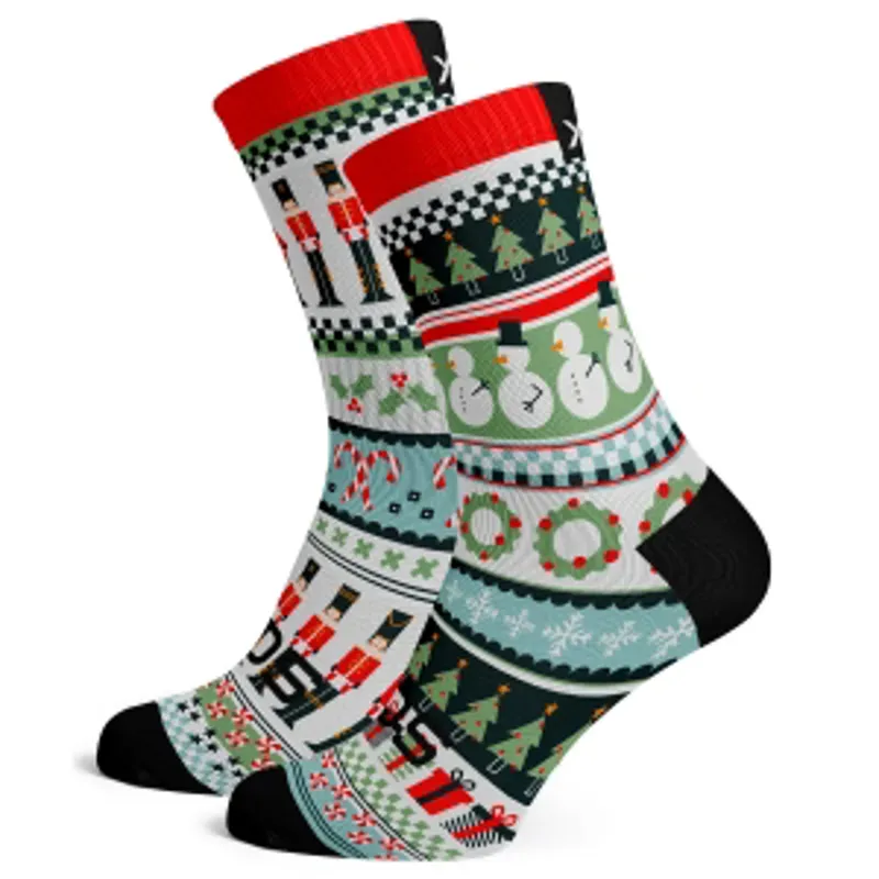Sox Footwear Holly Jolly Nutcracker Premium Large Crew Socks in White