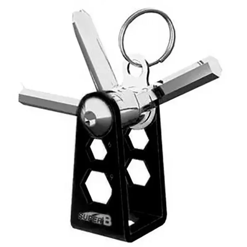 Super B TB-FD05 8-in-1 Folding Multi Tool Keyring in Black